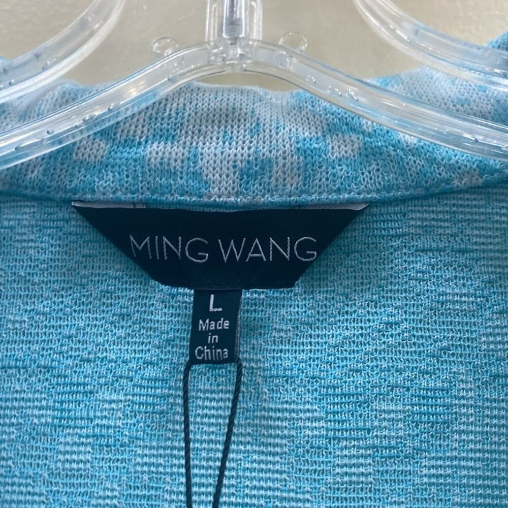 Ming Wang women’s Large NWT Blue and White Geometric Blazer jacket - Picture 3 of 7